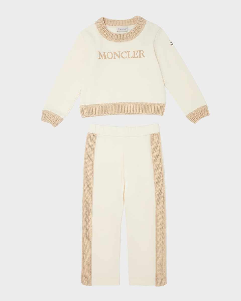 Girl's Embroidered Logo-Print Knit Trim Set, Size 8-14